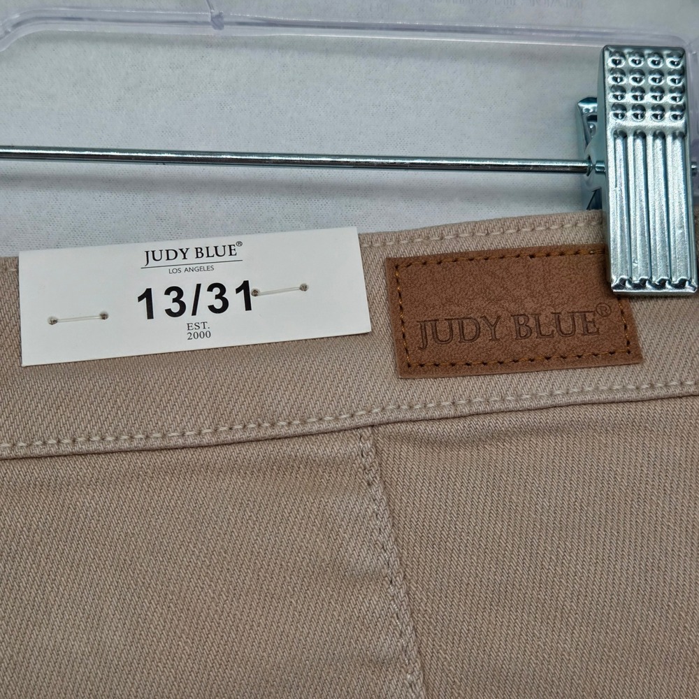 Judy Blue NEW Women Khaki High Waist Wide Leg Raw Hem Jeans Garment Dyed - Picture 5 of 7